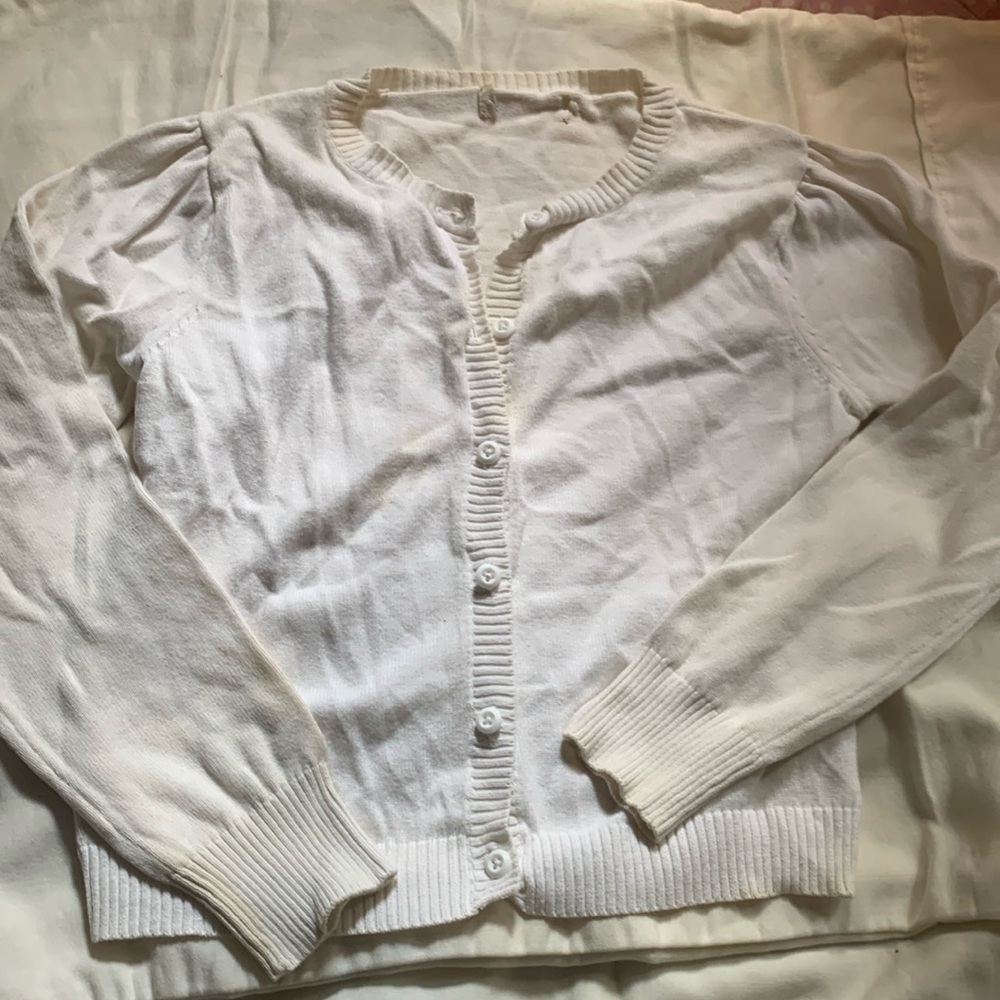 Kids White Button-Up Sweater